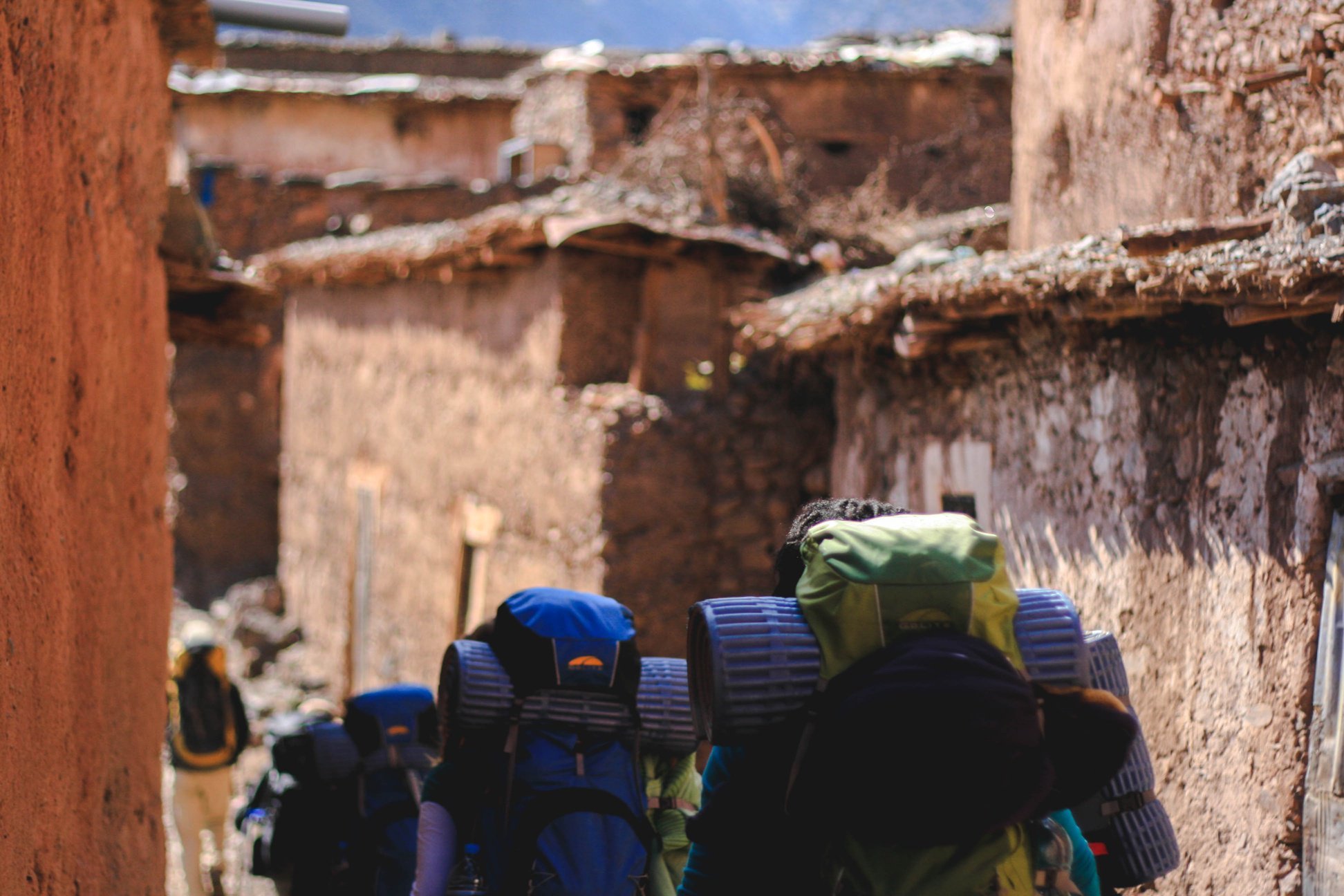 YWAM outreach team walking through a village while on outreach in Nepal